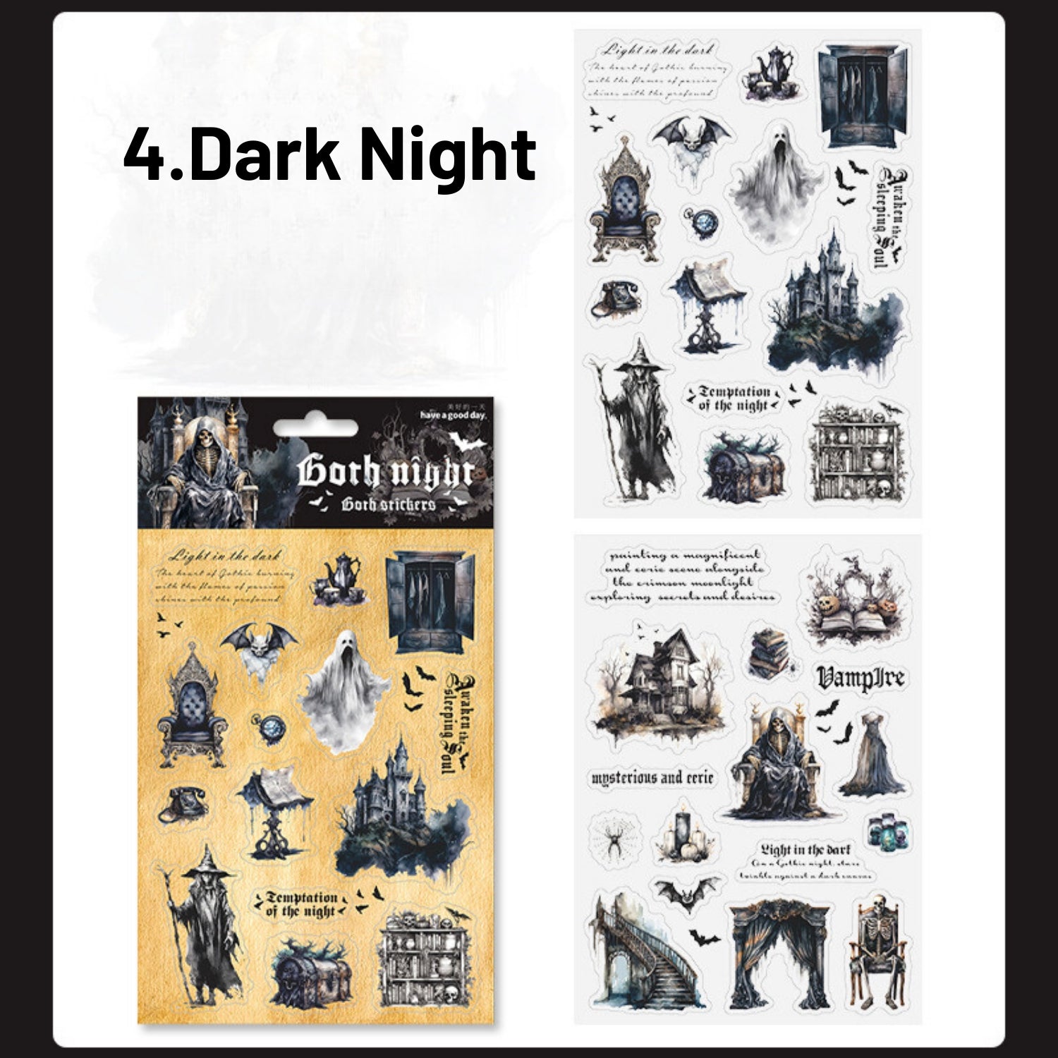 Gothic Night Series Retro Dark Flat Sheet Cut Film Sticker 20