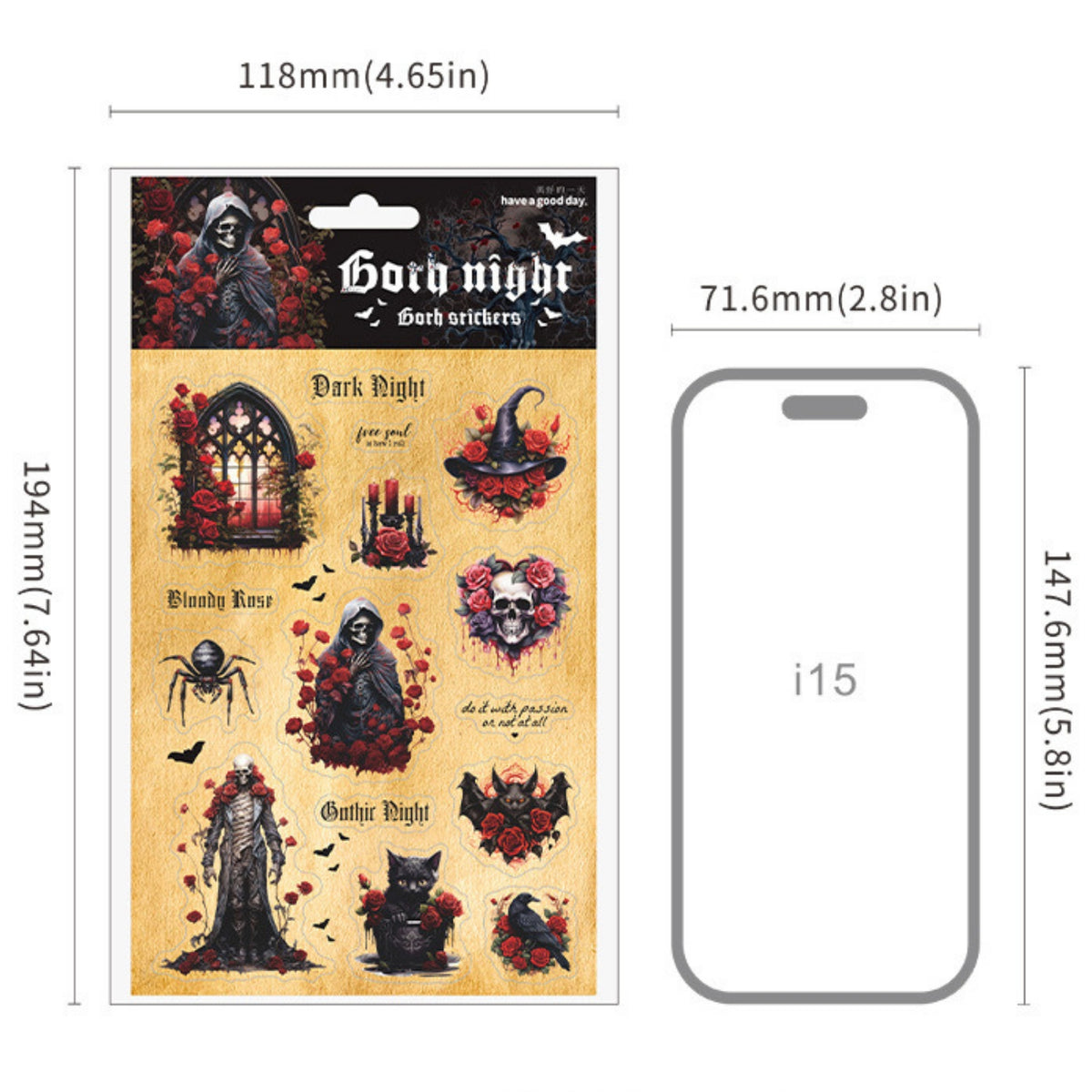 Gothic Night Series Retro Dark Flat Sheet Cut Film Sticker 7