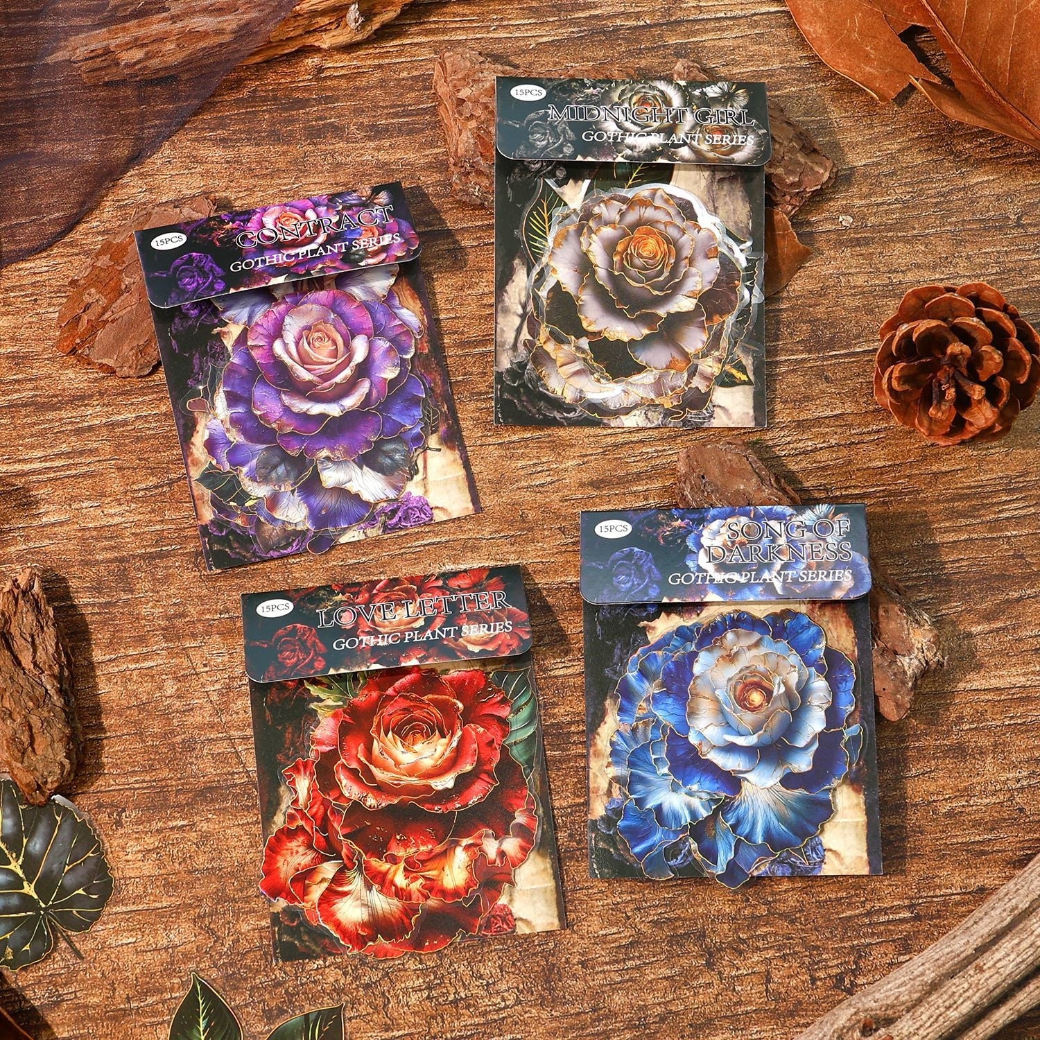 Gothic Plant Book Series Retro Dark Plant Flower PET Sticker 6