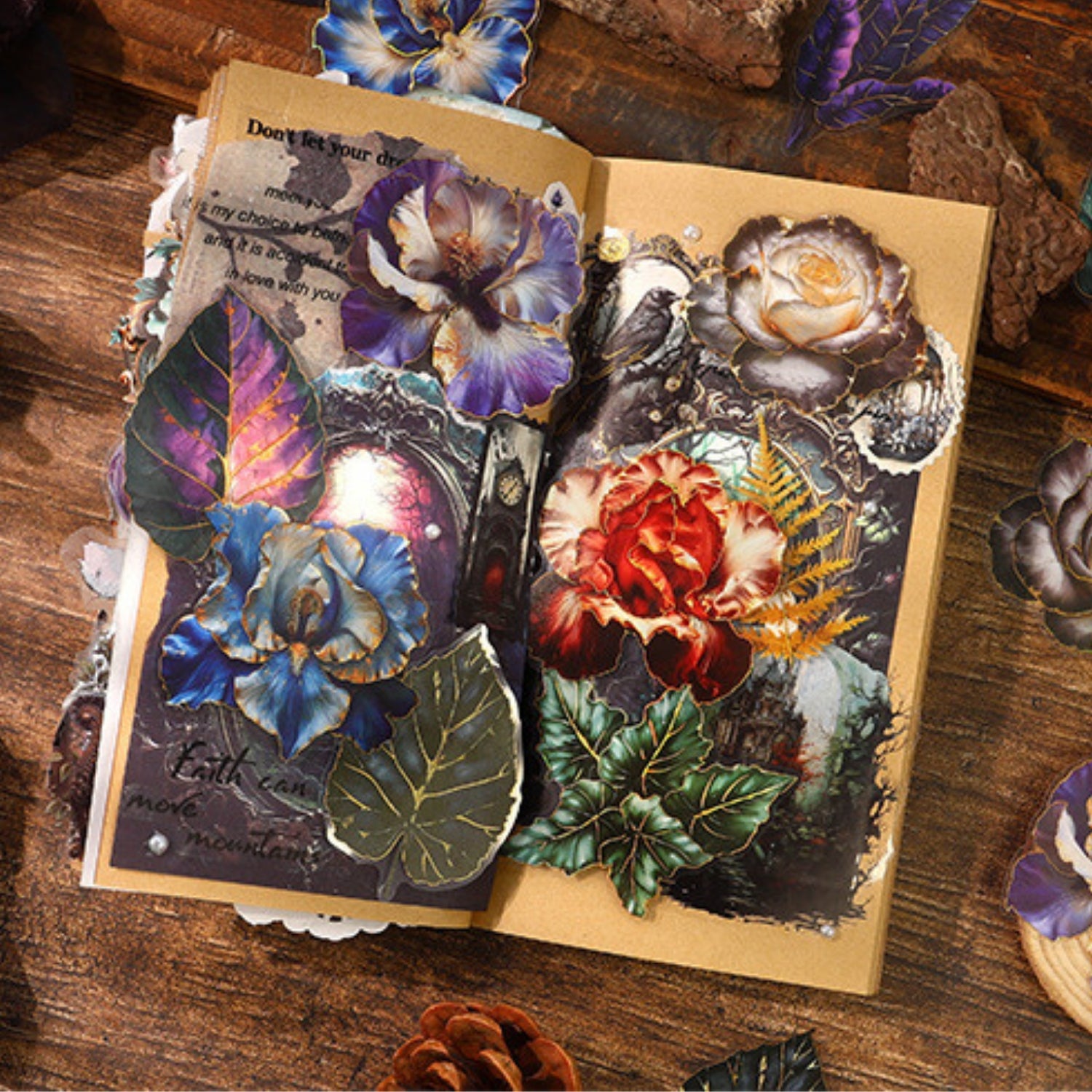 Gothic Plant Book Series Retro Dark Plant Flower PET Sticker 7