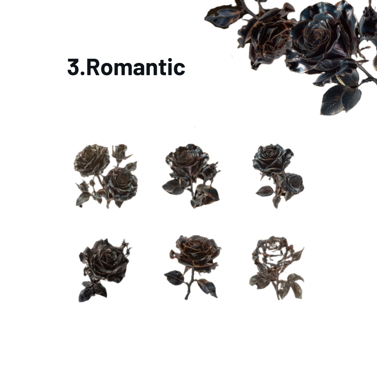 Gothic Romance Series Dark Rose Landscape Sticker Pack 3