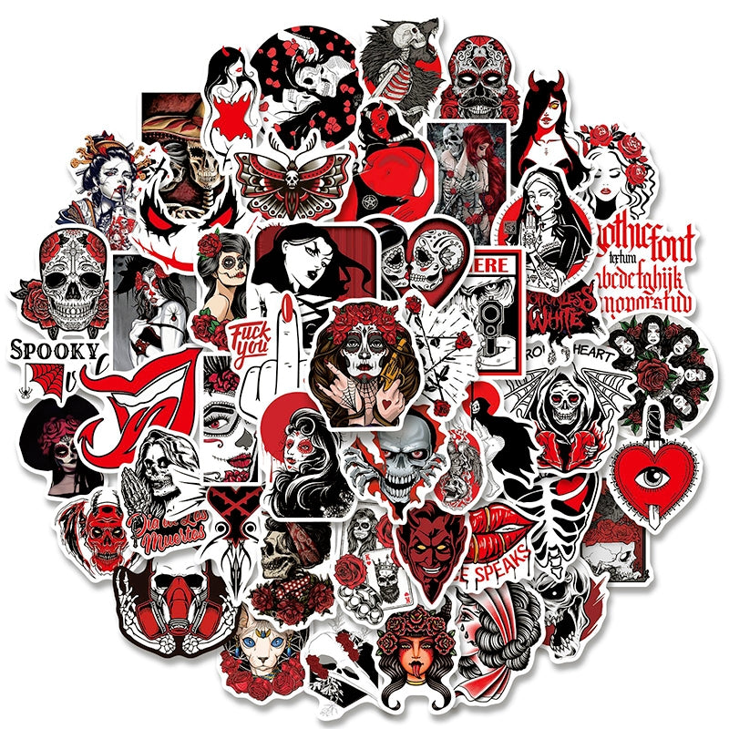 Gothic Style Demon Dark Red Punk Stickers a