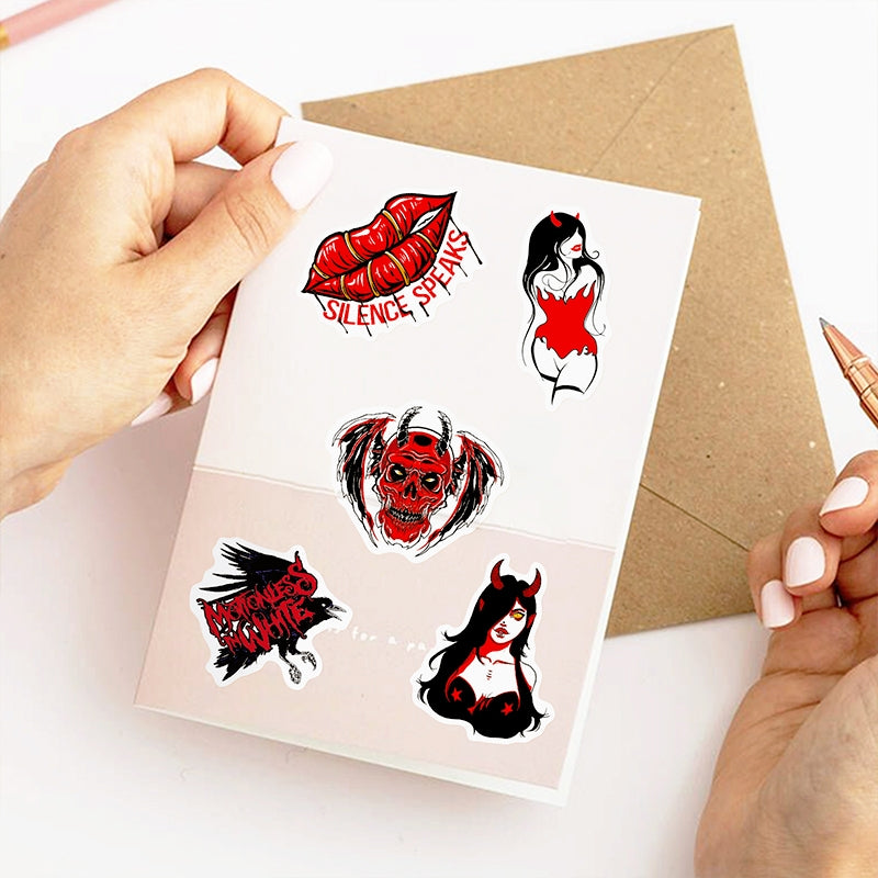 Gothic Style Demon Dark Red Punk Stickers b2