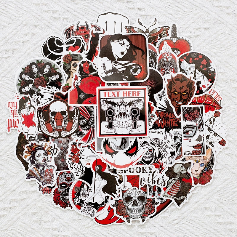 Gothic Style Demon Dark Red Punk Stickers b3