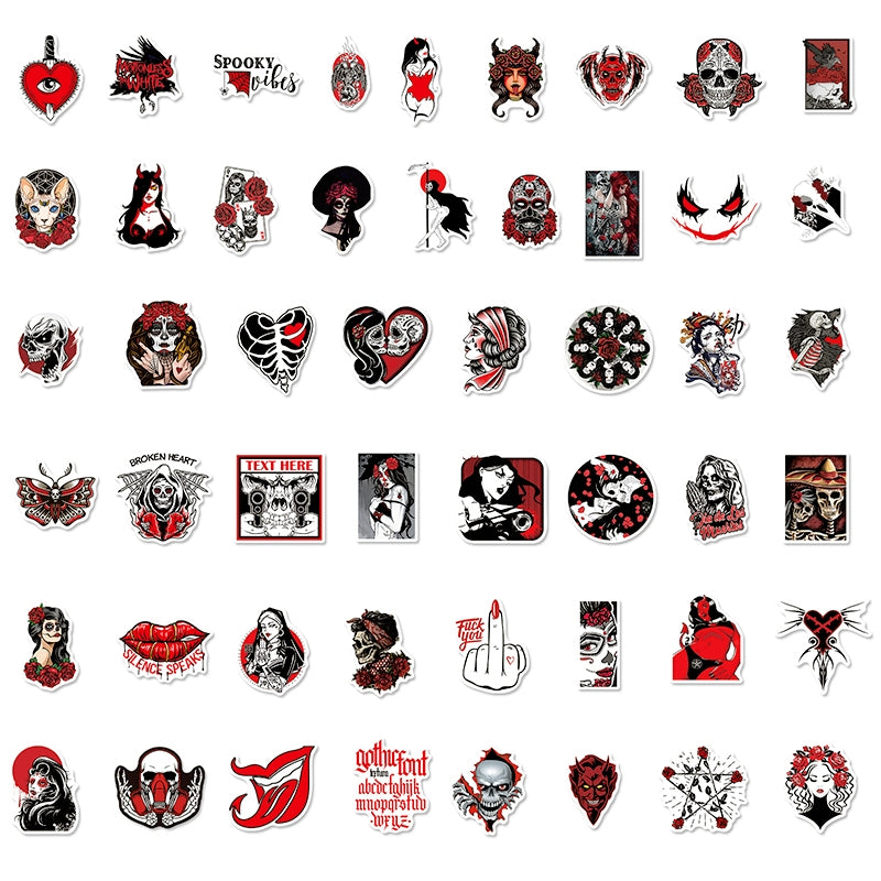 Gothic Style Demon Dark Red Punk Stickers c