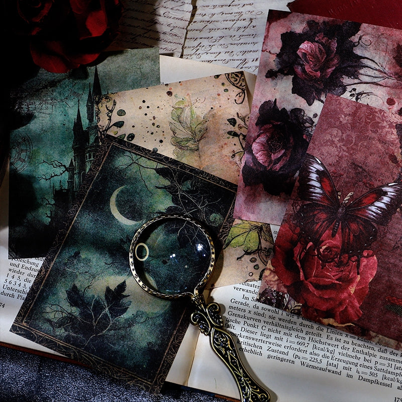 Gothic Style Halloween Material Paper - Castle, Rose b