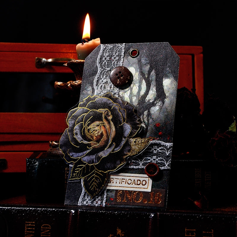 Gothic Style Halloween Material Paper - Castle, Rose b3
