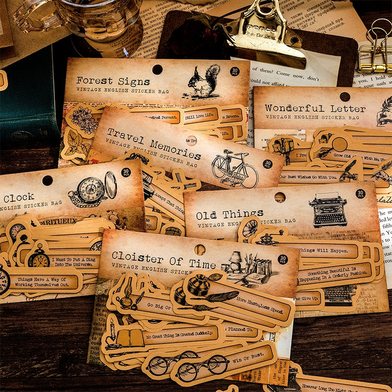 Gramophone Age Retro English Sticker Pack a