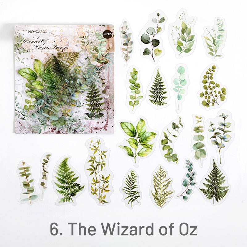 Green Plant-Lace, Butterfly, Flower, Plant PET Label Sticker