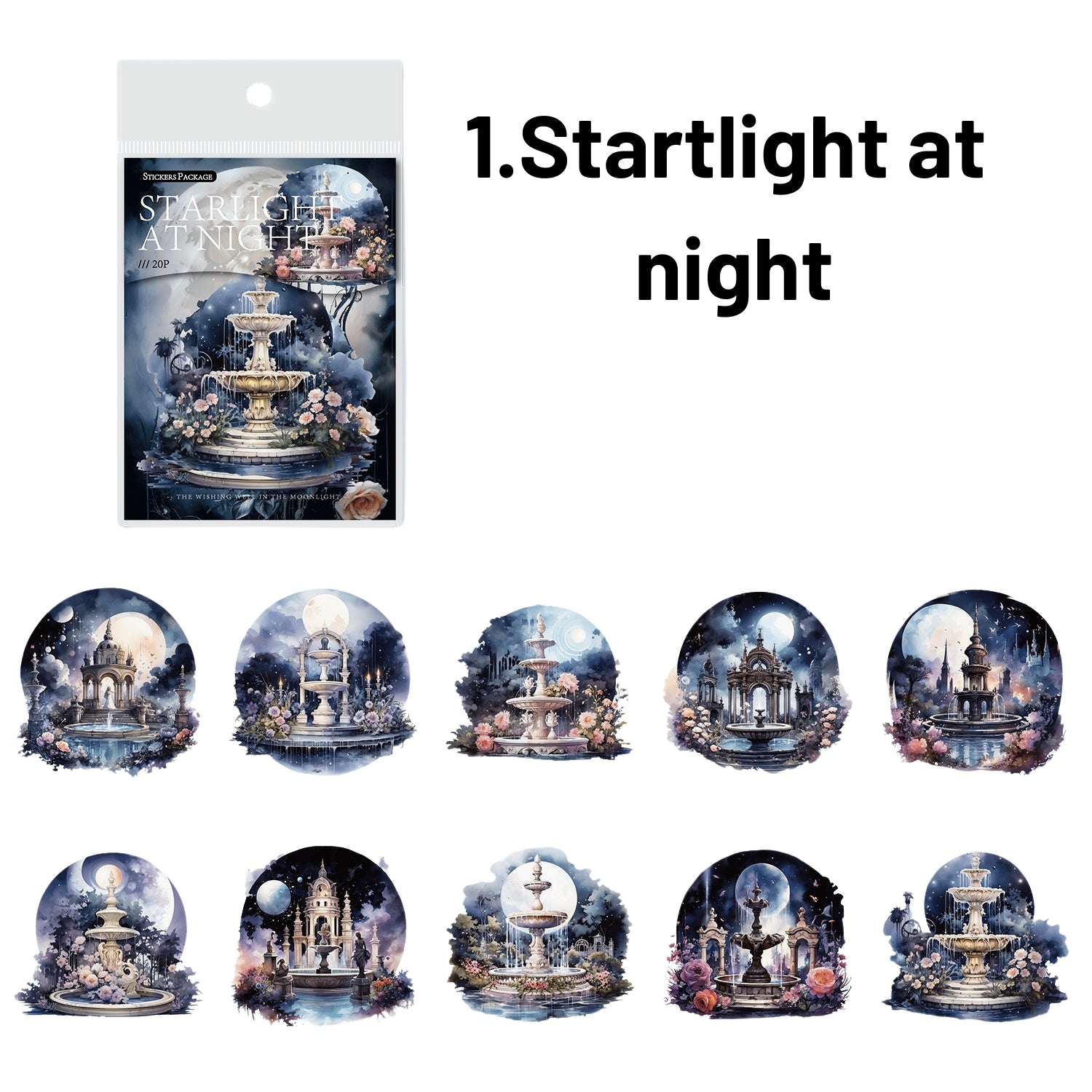 Half Moon Wishing Well Series Retro Baroque Collage Sticker Pack 1