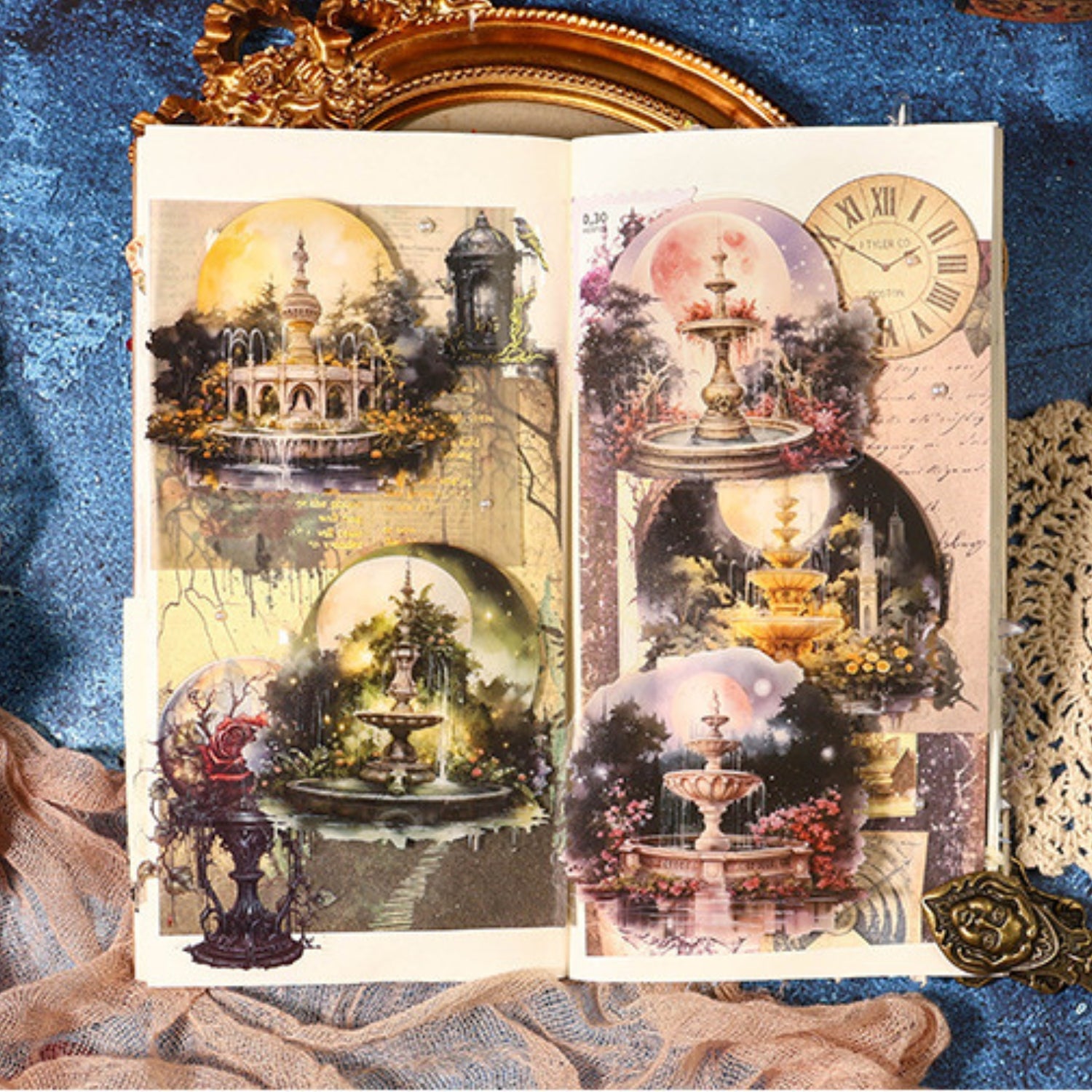 Half Moon Wishing Well Series Retro Baroque Collage Sticker Pack 11