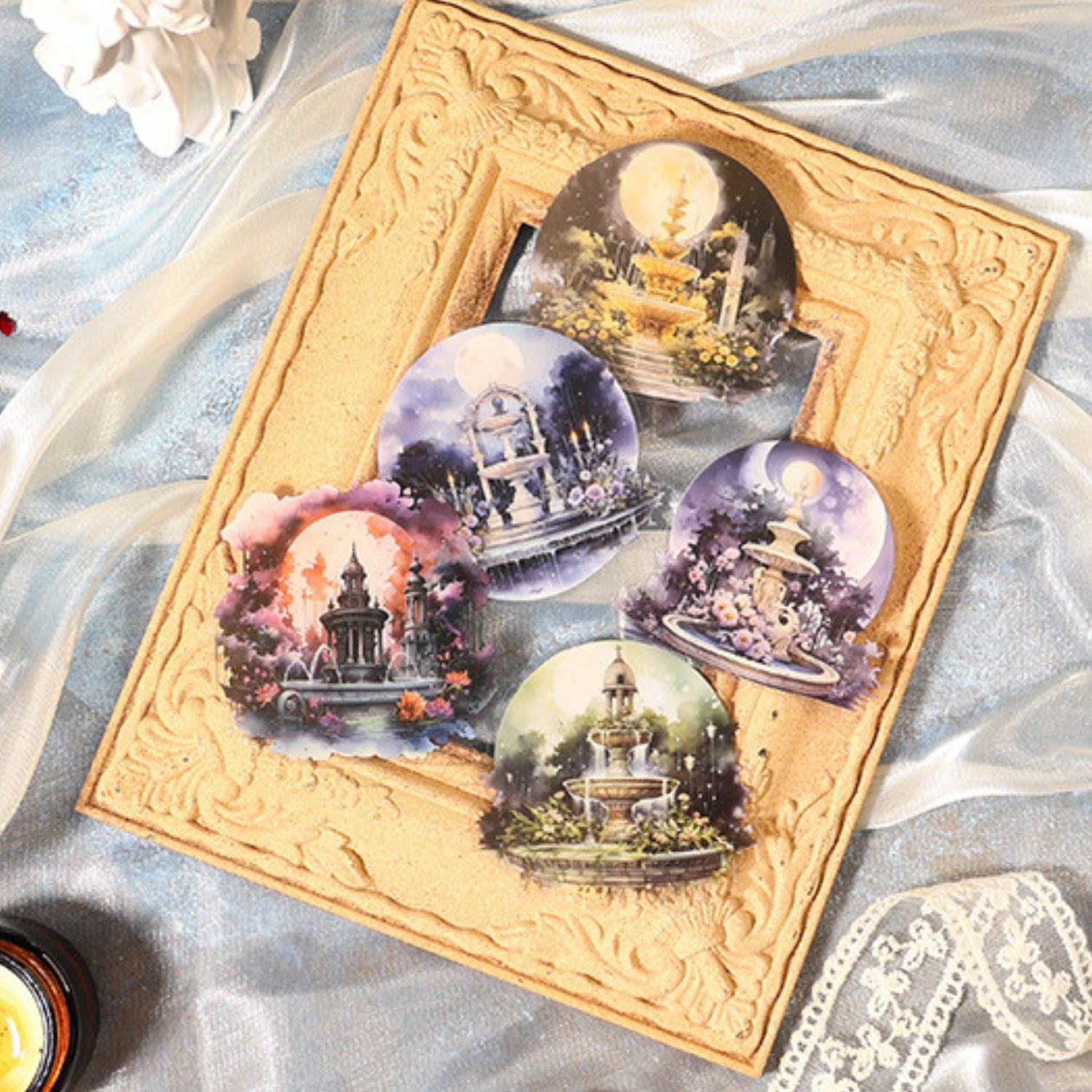 Half Moon Wishing Well Series Retro Baroque Collage Sticker Pack 14