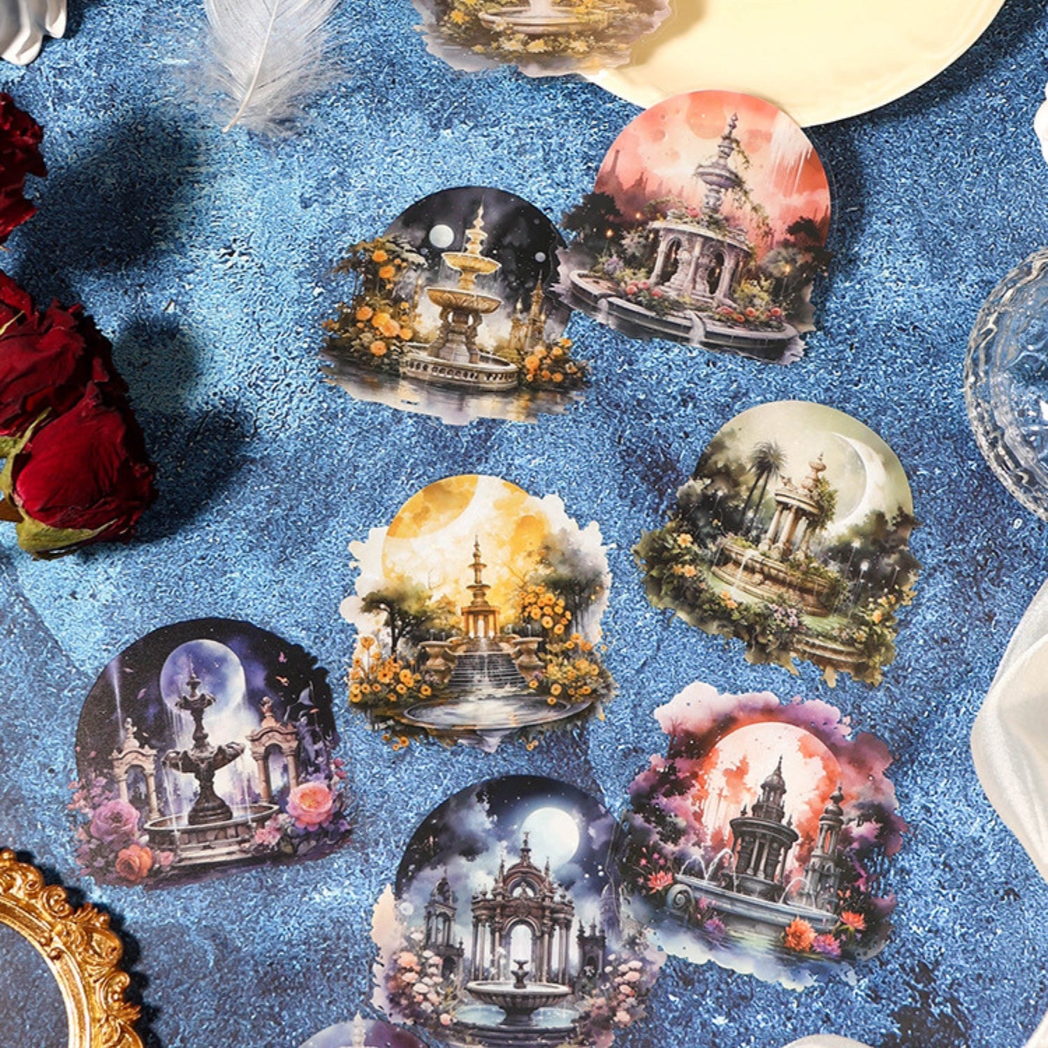 Half Moon Wishing Well Series Retro Baroque Collage Sticker Pack 15