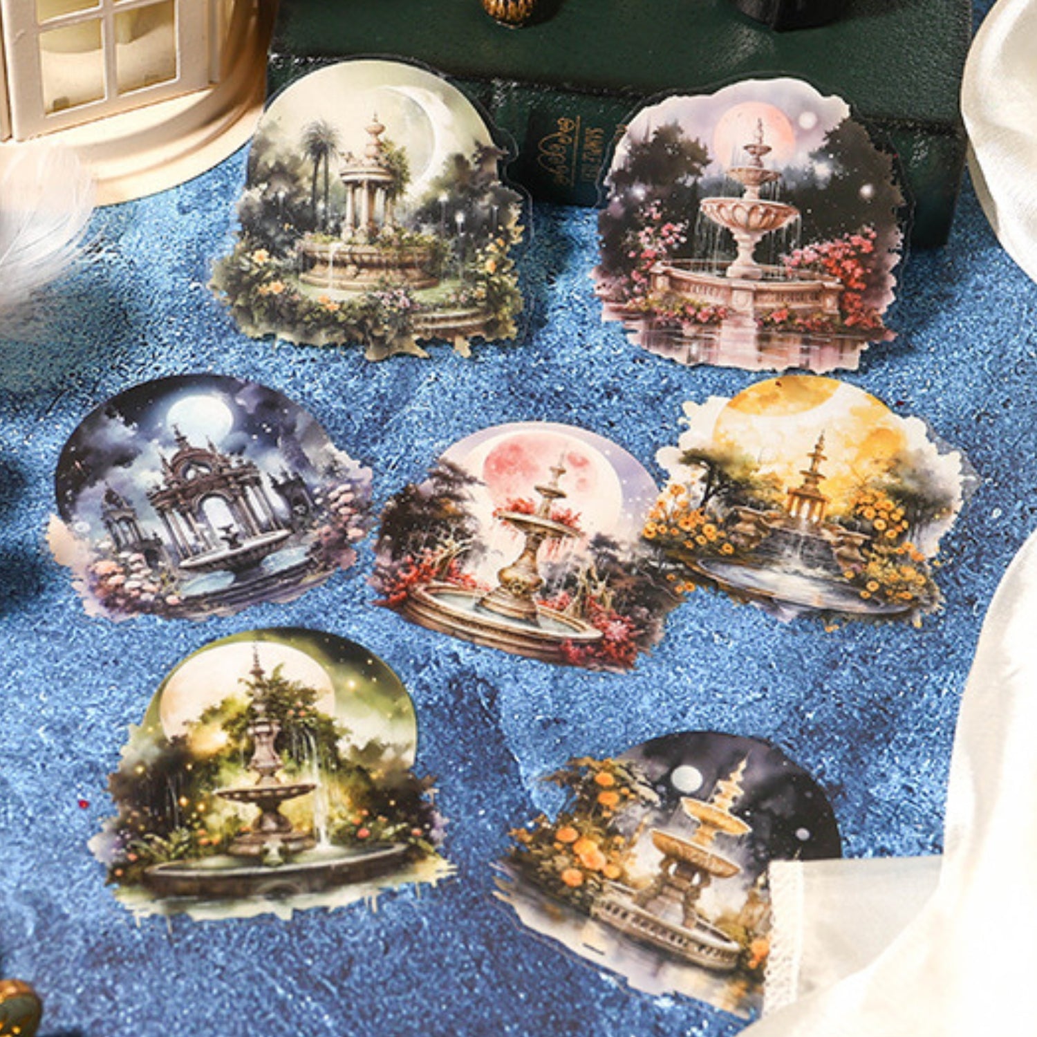 Half Moon Wishing Well Series Retro Baroque Collage Sticker Pack 17