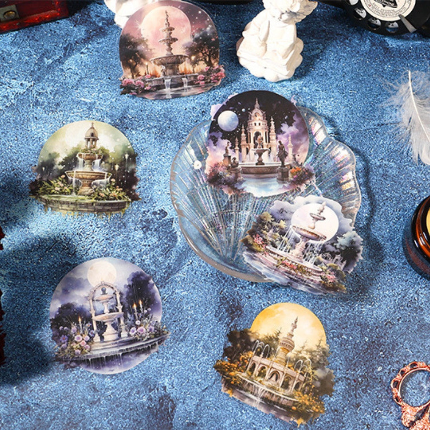 Half Moon Wishing Well Series Retro Baroque Collage Sticker Pack 18