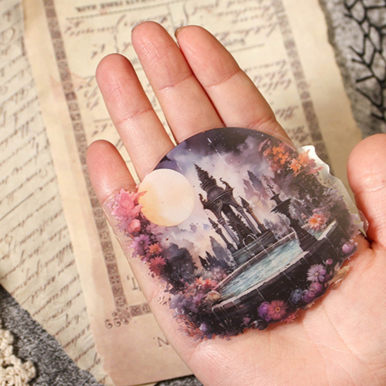 Half Moon Wishing Well Series Retro Baroque Collage Sticker Pack 20