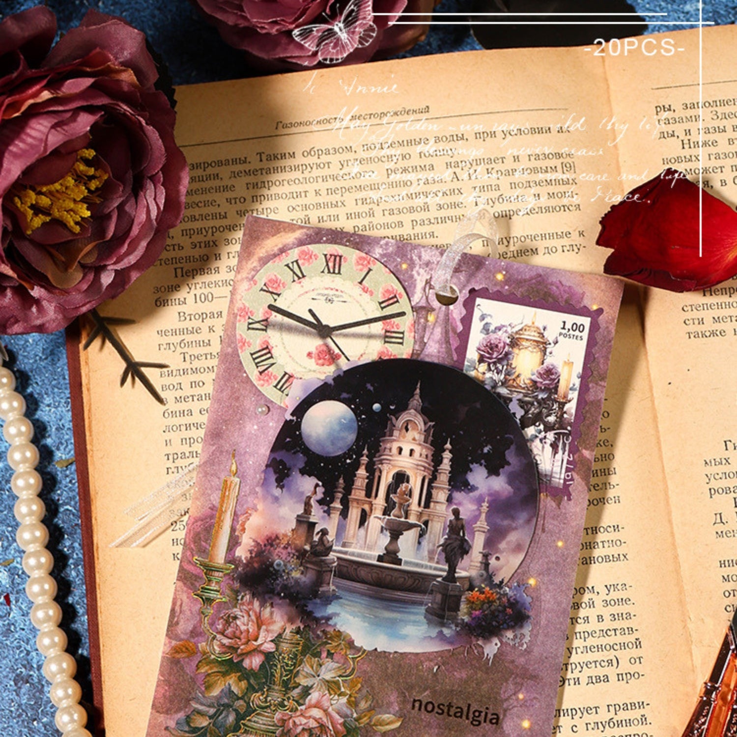 Half Moon Wishing Well Series Retro Baroque Collage Sticker Pack 23