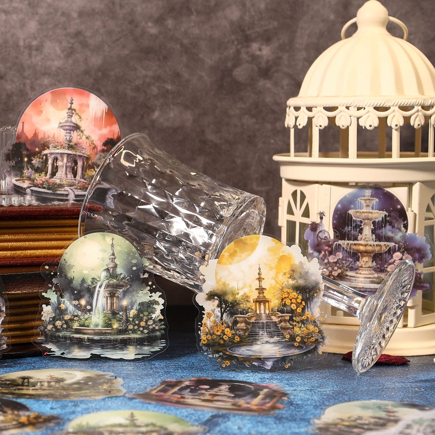 Half Moon Wishing Well Series Retro Baroque Collage Sticker Pack 8