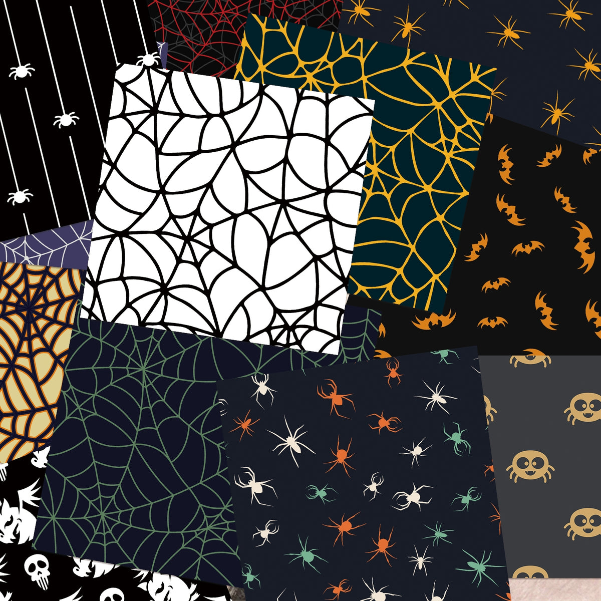Halloween Basics Scrapbook Paper - Insects, Spider Webs1