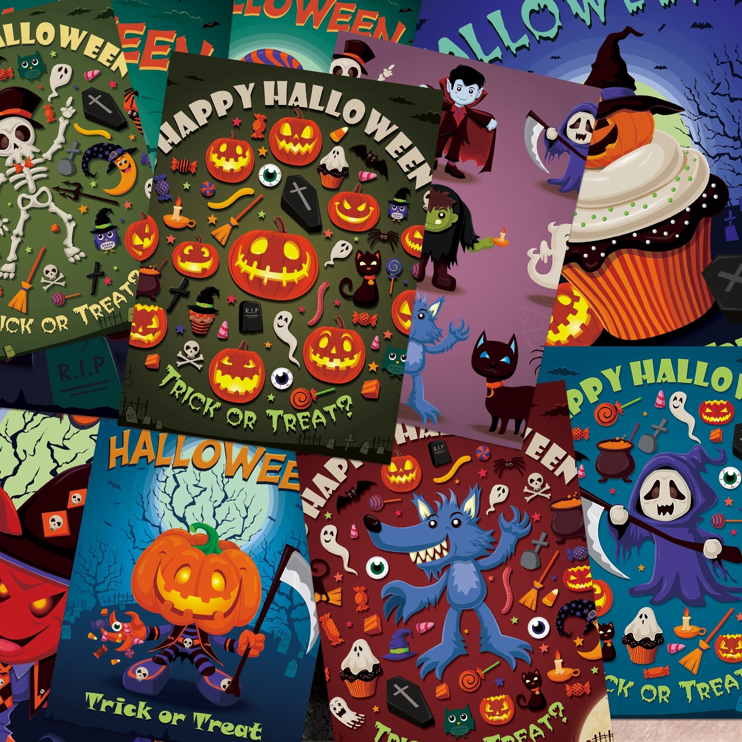 Halloween Cartoon Poster Scrapbook Paper2