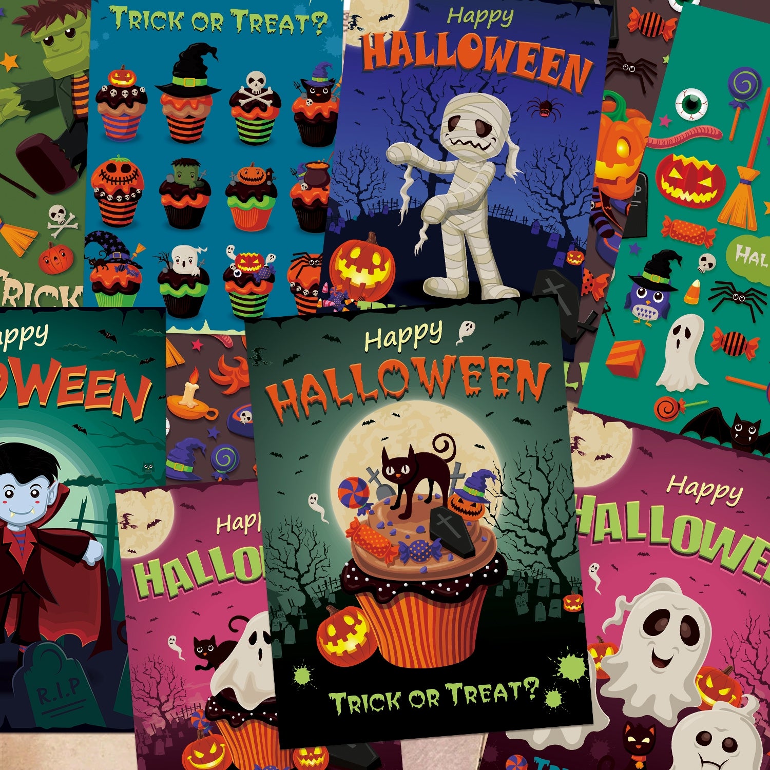 Halloween Cartoon Poster Scrapbook Paper3