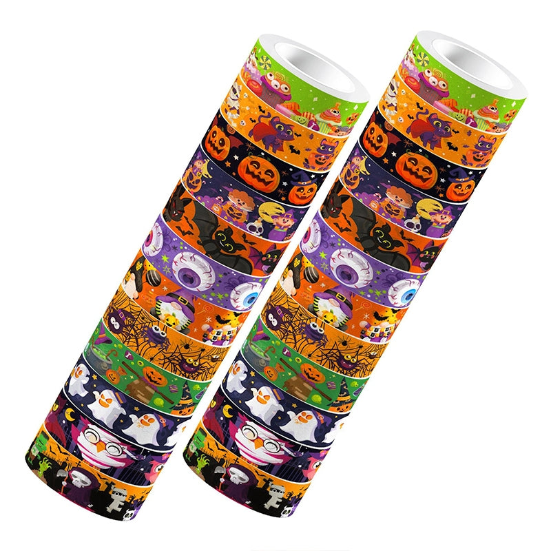 Tape - Halloween Bat and Pumpkin Black and White Washi Tape Set (12 Rolls)