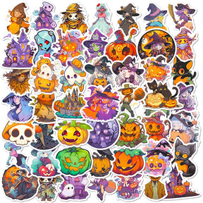 Halloween Cartoon Witch Pumpkin Decoration PVC Sticker a