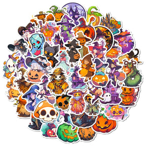 Halloween Cartoon Witch Pumpkin Decoration PVC Sticker sku-1