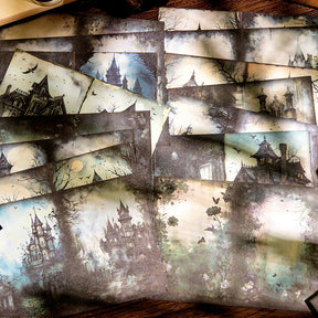 Halloween Castle Scrapbook Paper - Door, Architecture, Forest - Stamprints2