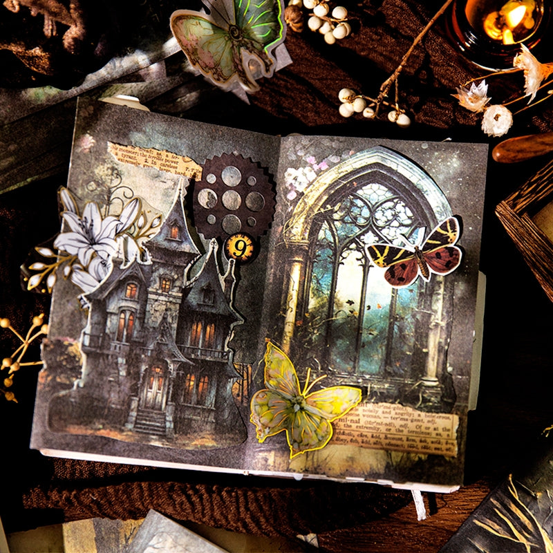 Halloween Castle Scrapbook Paper - Door, Architecture, Forest - Stamprints8
