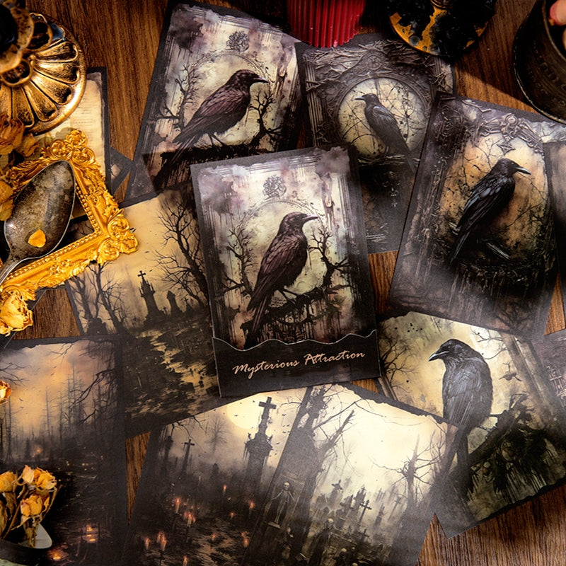 Halloween Horror Scrapbook Paper - Candle, Butterfly, Crow, Bottle, Castle - Stamprints2