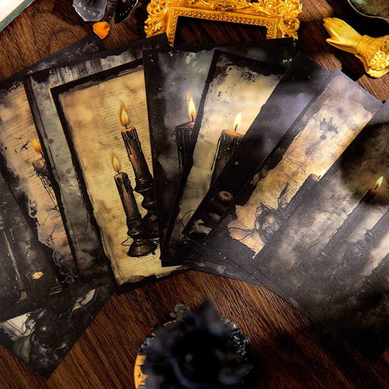 Halloween Horror Scrapbook Paper - Candle, Butterfly, Crow, Bottle, Castle - Stamprints4