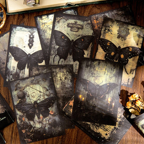 Halloween Horror Scrapbook Paper - Candle, Butterfly, Crow, Bottle, Castle - Stamprints7