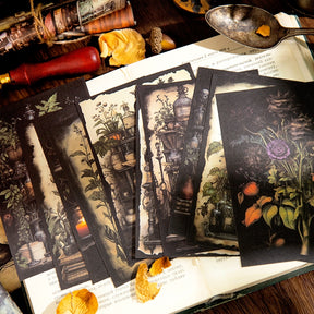 Halloween Horror Scrapbook Paper - Candle, Butterfly, Crow, Bottle, Castle - Stamprints8