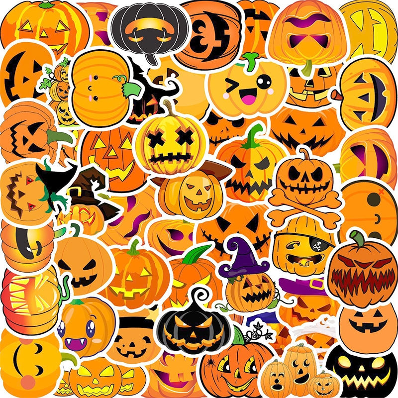 Halloween Pumpkin Vinyl Decorative Sticker 50 PCS a