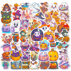 Halloween Pumpkin Witch Cartoon PVC Sticker a