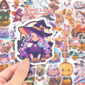 Halloween Pumpkin Witch Cartoon Vinyl Sticker b1