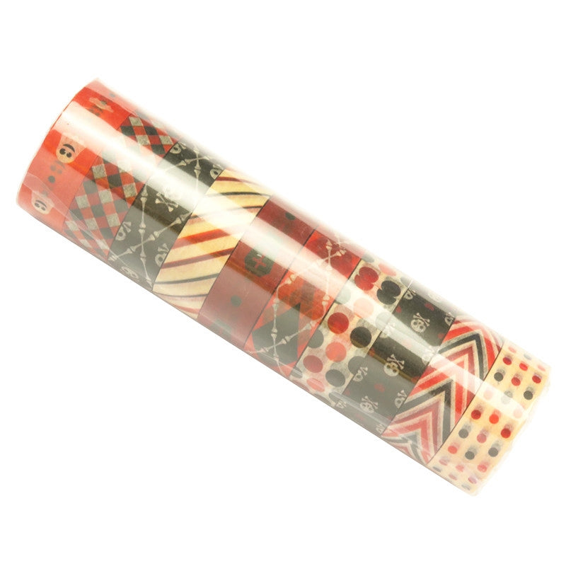Halloween Washi Tape Set with Skulls Dots Plaid a