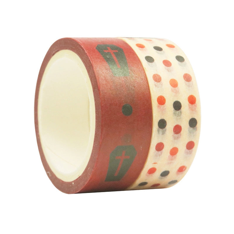 Halloween Washi Tape Set with Skulls Dots Plaid c
