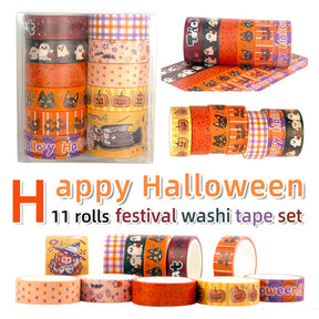 Halloween Washi Tape Set with Text Cats Witches a