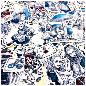Handbook Sticker Pack Alice in Wonderland 40 pieces Handbook Stickers Decorative Diary 3
