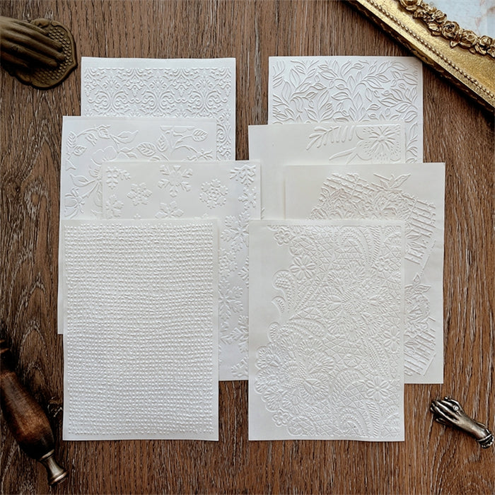 Handmade Artistic Premium Embossed Scrapbook Paper Pack of 8 Sheets