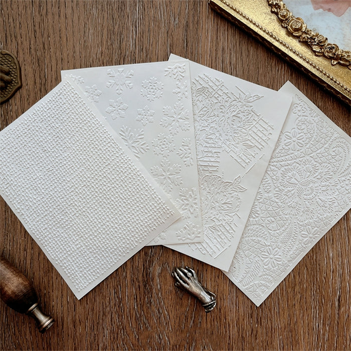 Handmade Artistic Premium Embossed Scrapbook Paper Pack of 8 Sheets