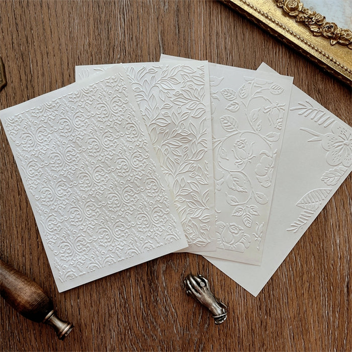 Handmade Artistic Premium Embossed Scrapbook Paper Pack of 8 Sheets