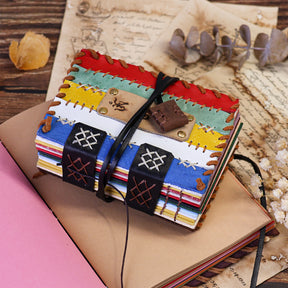 Handmade Genuine Leather Original Tibetan Ethnic Style Five-color Journal - A6, A711