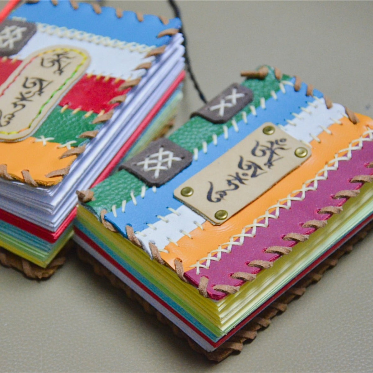 Handmade Genuine Leather Original Tibetan Ethnic Style five-color Journal - A75