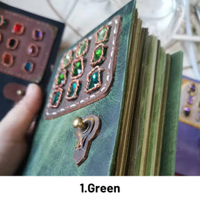 Handmade Genuine Leather Original Vintage Journal with Gemstone Inlay15