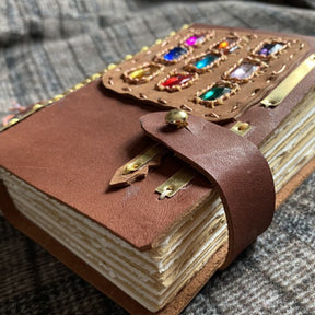 Handmade Genuine Leather Original Vintage Journal with Gemstone Inlay2