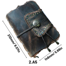 Handmade Genuine Leather Thread-bound Thick Magic Book with Rough Edges and Copper Buckle - A6, A5, A410