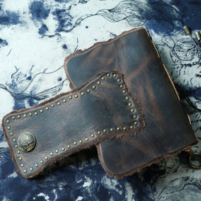 Handmade Genuine Leather Thread-bound Thick Magic Book with Rough Edges and Copper Buckle - A6, A5, A44